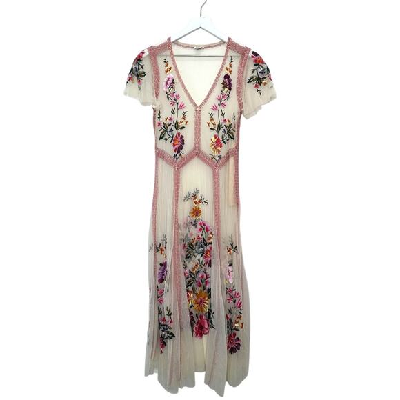 Sundance Cream Garden Soirée Embroidered Dress Maxi Dress Size SP - Picture 4 of 12